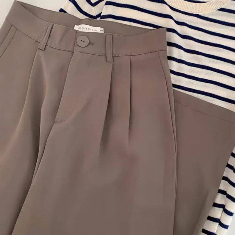 2026春夏季垂感高腰西裤休闲拖地薄款西装裤女宽松直筒阔腿长裤子