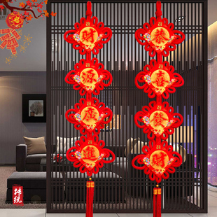五连串福字中国结  新年春节装饰背景墙壁挂饰四连串挂件