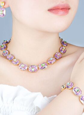 轻奢清新闪亮水晶微镶超闪手链项链设计时尚高级感潮流元素套装女