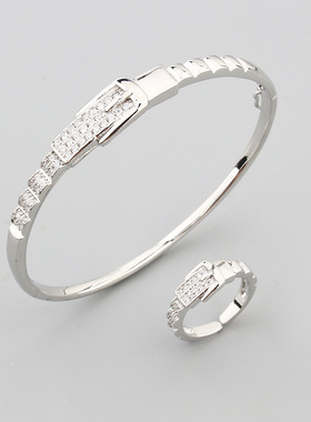 韩版时尚皮带扣手环镶嵌锆石小清新气质满钻手镯女式饰品跨境