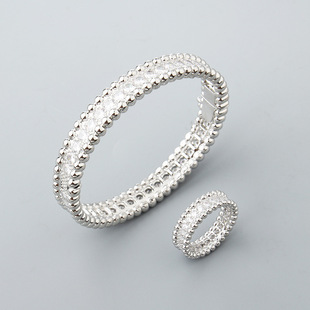 单排满钻电镀18K玫瑰金手镯珠边戒指女满天星万花筒直播跨境饰品