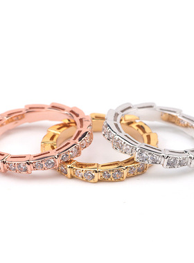 欧美简约时尚铜镀真金微镶钻女士细版蛇骨手环卡扣手饰品