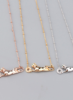 欧美个性时尚豹子手链小奢滴胶豹纹女式项链小清新首饰套装