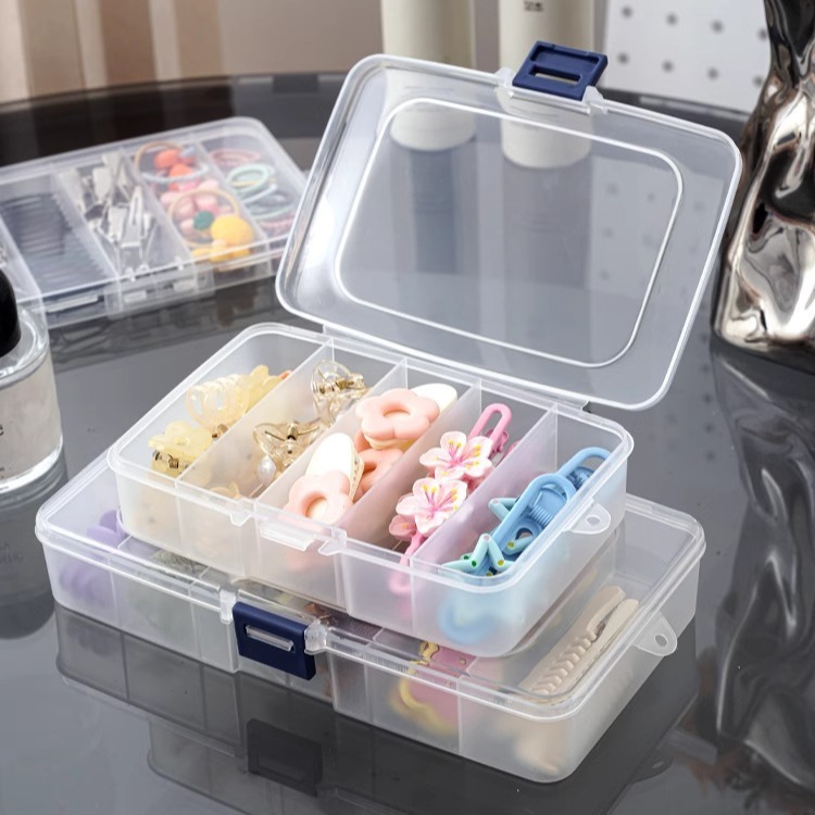 一字夹U型夹小盒子5格式化妆耳钉盒零件盒美妆盘发工具收纳盒