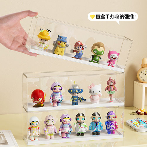 盲盒展示架泡泡玛特亚克力透明防尘展示柜萌粒摆件盒子手办收纳盒