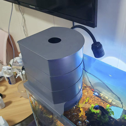 26新款防溢流鱼缸转角水帘过滤器净水循环过滤盒鱼缸过滤循环小型