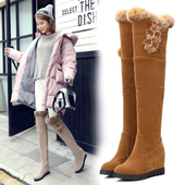 冬季 雪地靴女加厚加绒高筒长靴过膝长筒平底40大码 41内增高43棉靴