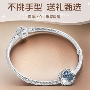 手链女纯银手镯小众手串猫眼石串珠轻奢手钏复古蛇骨新款 潘家风格