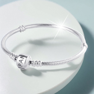 PANGQIA潘家风格 蛇骨链手串纯银精致手链diy串珠素圈银手镯女复古