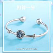 PANGQIA潘家开口手镯女s925纯银海洋之心ins冷淡风套装个性猫眼石