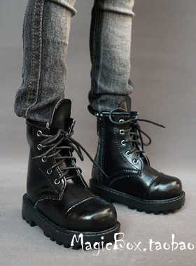 3分4分男大叔BJD.SD娃娃用鞋靴黑色绑带短军靴1/3，1/4