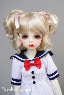 BJD SD 娃娃 假发叔4分6分仿马海毛SD娃发 卷辫短发金色