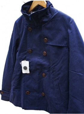 日系潮牌 秋冬男加厚双排扣拉链棉短款风衣外套 outer