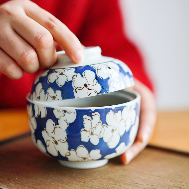 西田木雨日式家用陶瓷手绘球型盖盅小炖盅汤罐带盖小碗蒸蛋燕窝盅,厨房/烹饪用具,炖锅/炖煲/汤煲,淘宝优惠券,粉丝福利购,淘宝优惠卷