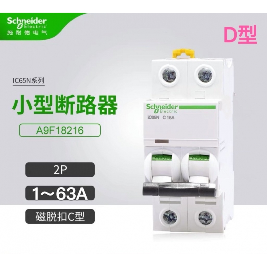 施耐德A9空气开关32a2p家用空开小型断路器IC65N总开D型电闸63a