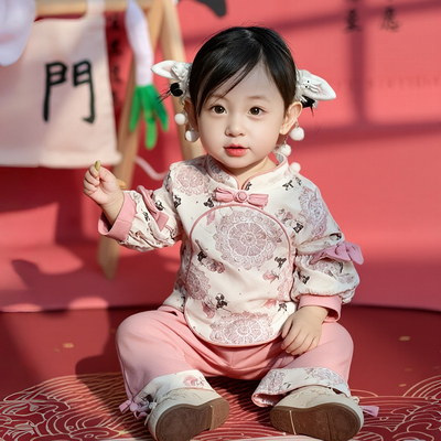 一周岁女宝礼服新中式粉色衣服