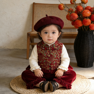 2026新款女宝宝一周岁礼服春装新中式国风套装儿童婴儿抓周宴衣服