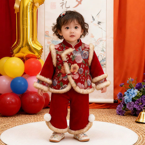 周岁女宝礼服冬装长袖新中式衣服