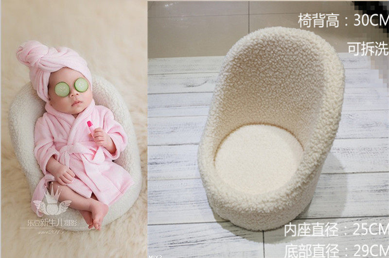儿童摄影道具沙发新生儿满月照相摄影百天宝宝拍照圆形米白色椅子,3C数码配件,背景布类,淘宝优惠券,粉丝福利购,淘宝优惠卷