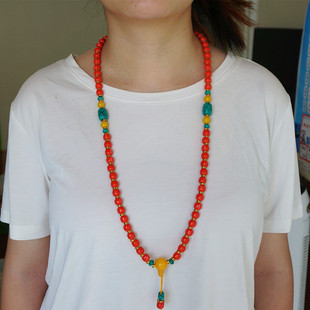 西藏风情饰品 藏装配饰 藏式风格松石琉璃项链 藏风毛衣链 百搭
