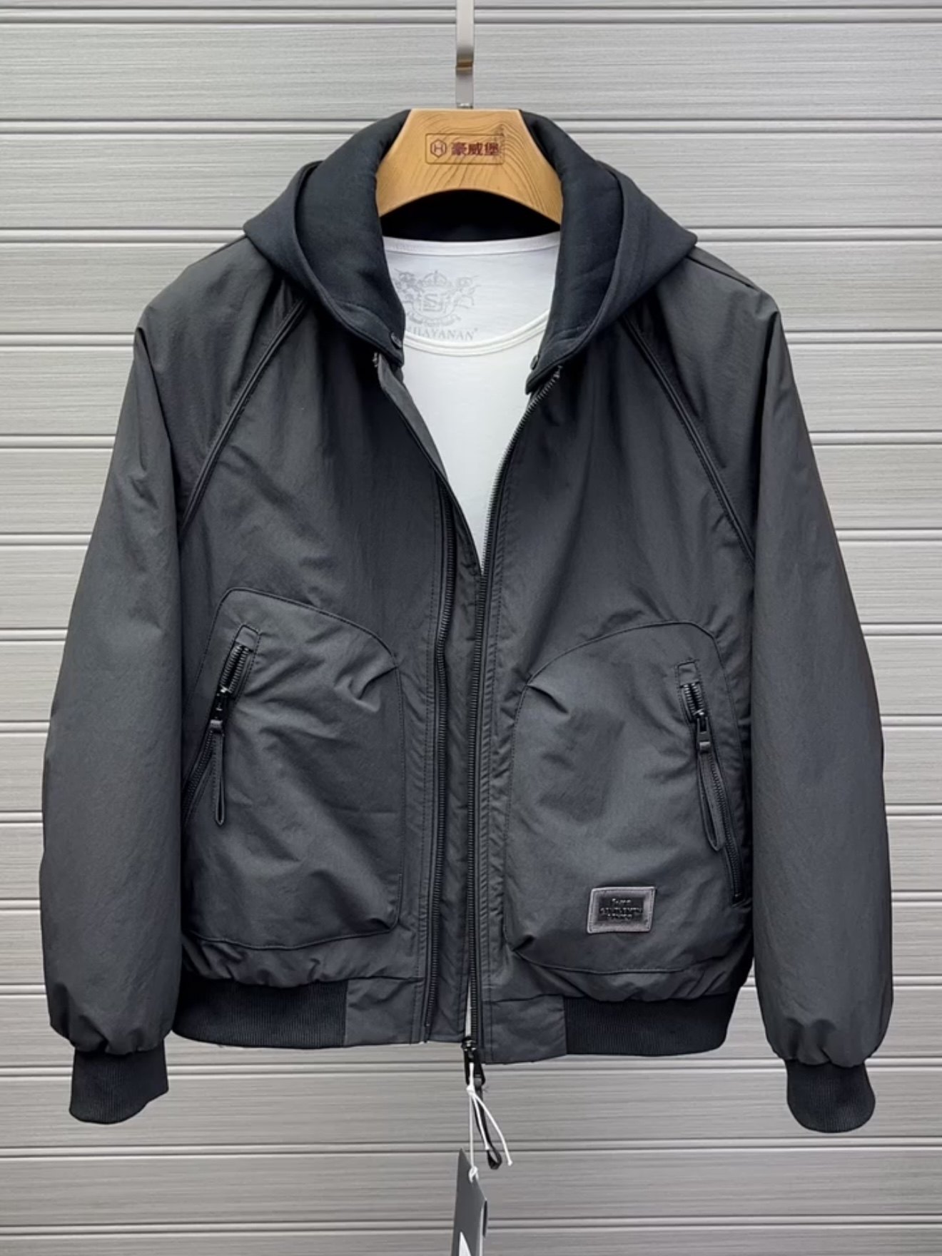 薄棉夹克外套男款2026新款潮流帅气美式复古棒球服宽松可拆卸帽