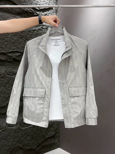 美式外套男春秋季薄款夹克2025新款男士潮流百搭休闲立领工装上衣