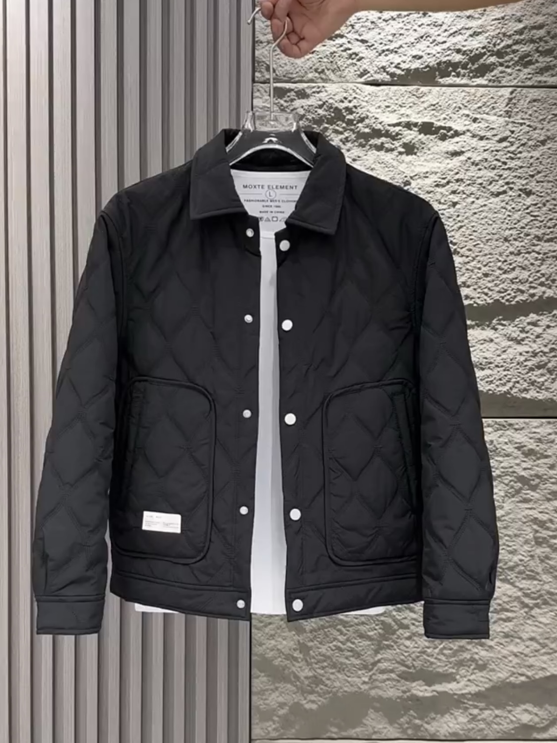 男士棉衣2024秋冬新款潮流翻领韩版修身二棉夹克休闲百搭男装外套