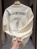 高端圆领套头卫衣男秋季 T恤 衣服印花宽松打底衫 新款 刺绣休闲长袖