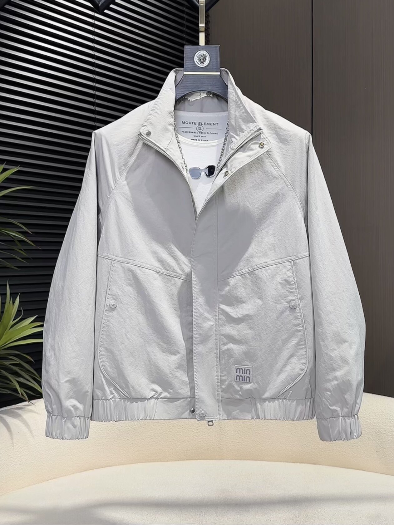 新款男士立领夹克春秋季薄款时尚百搭休闲潮流工装外套韩版修身款