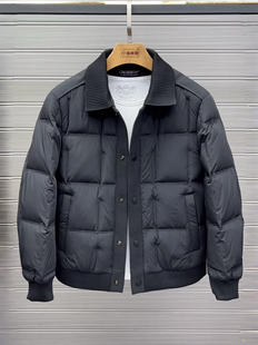 时尚 高级感拼接轻薄款 2025新款 冬季 老钱风翻领外套保暖 羽绒服男士