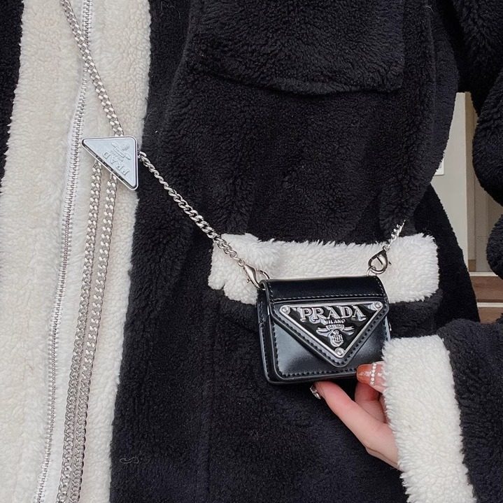 欧美轻奢金属挂绳斜挎链条适用airpodsPro2保护套苹果airpods4/3保护壳pro3代耳机壳包包蓝牙皮质高级感潮牌