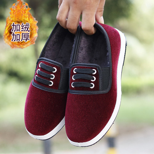 灯芯绒防滑中老年软底棉鞋情侣款