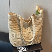 海边沙滩度假草编包包女大容量镂空编织包夏季 百搭单肩通勤托特包