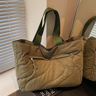 冬季 棉服帆布包包女大容量学生上课手提袋休闲百搭单肩通勤托特包