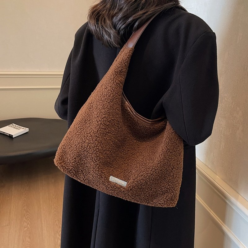 羊羔毛毛包包女2025秋冬新款大容量通勤腋下包小众单肩毛绒托特包,箱包皮具/热销女包/男包,托特包,淘宝优惠券,粉丝福利购,淘宝优惠卷