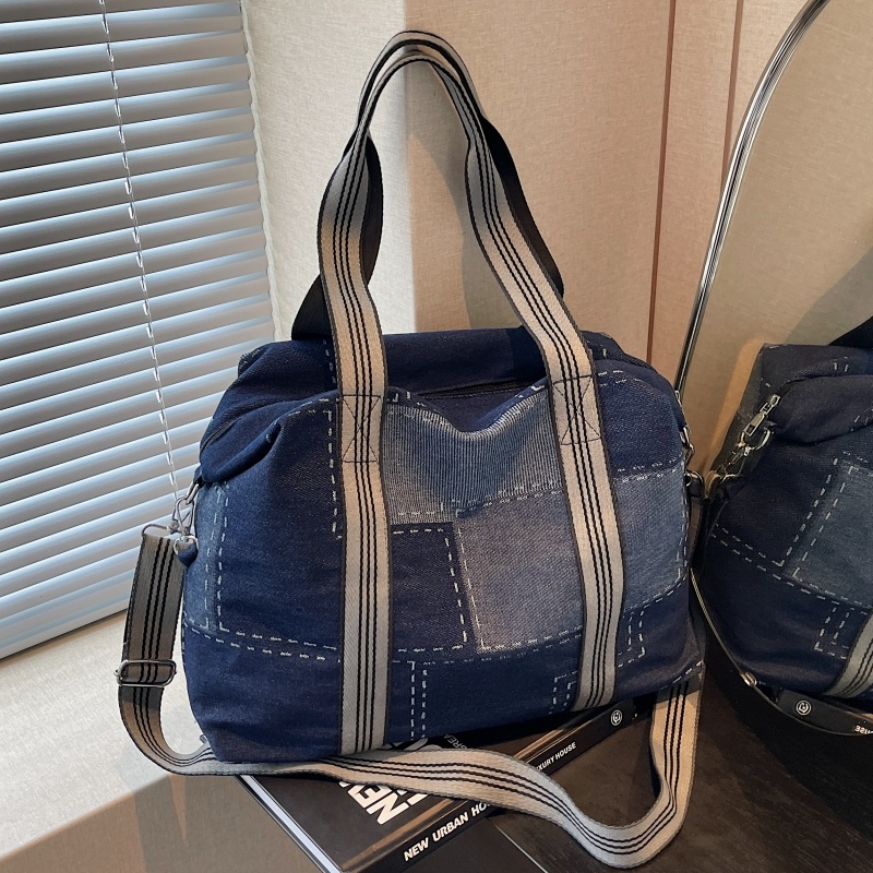 小众牛仔托特包包女大容量外出短途旅行手提袋学生通勤单肩斜挎包