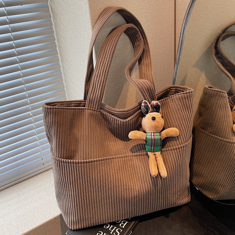 灯芯绒大容量单肩上课通勤托特包