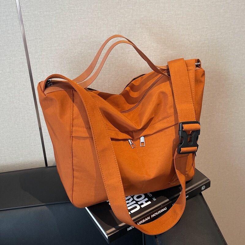 尼龙布包包女2026新款大容量单肩通勤手提袋百搭大学生斜挎托特包