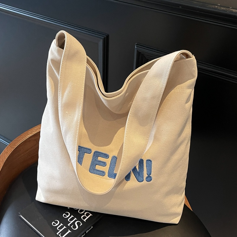 刺绣字母单肩托特包大容量通勤包