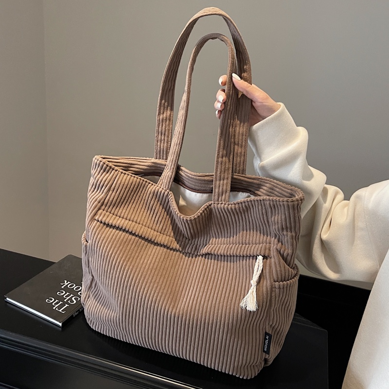 条绒大容量托特包大学生上课通勤