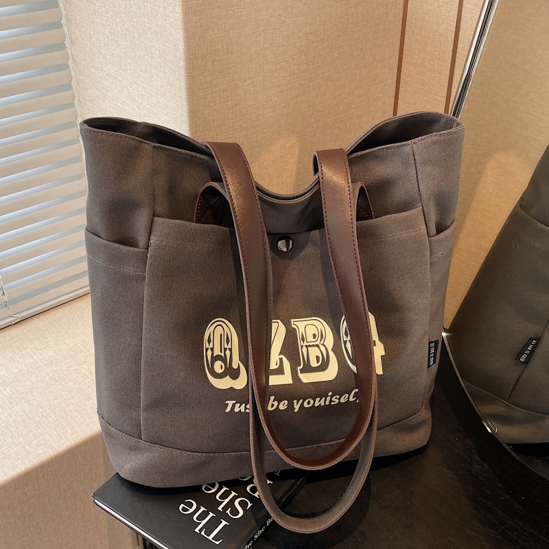 字母帆布手提袋学生上课通勤布包