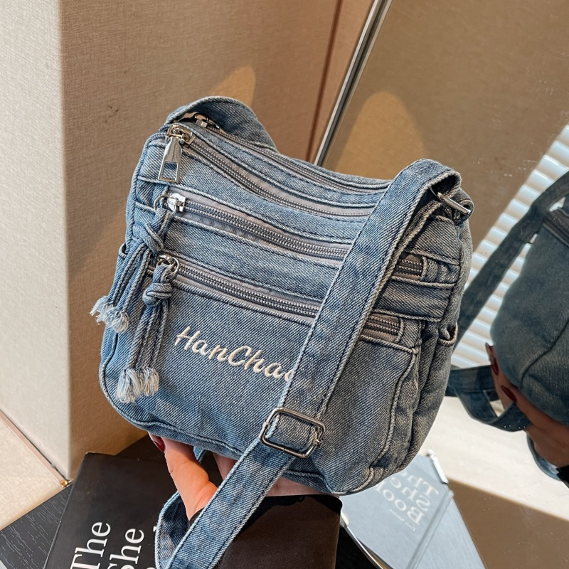 多分层牛仔布小包单肩通勤斜挎包