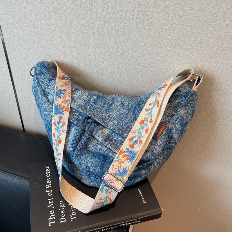 小众牛仔布饺子包包女2025新款大容量腋下包百搭通勤单肩斜挎胸包,箱包皮具/热销女包/男包,通用款女包,淘宝优惠券,粉丝福利购,淘宝优惠卷