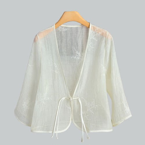 夏季薄款七分袖系带防晒汉服开衫