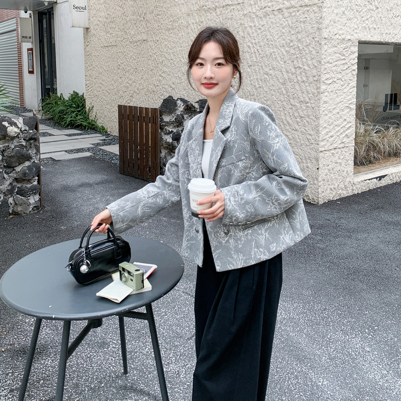 大货工艺印花水洗面料西装外套6334P165控268,女装西装,2C182