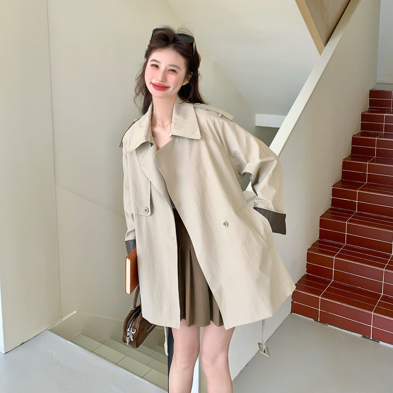 大货已出拼接春款风衣外套F071P175控288,女装短外套,2C182