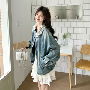 蕾丝领可拆卸 牛仔短外套 宽松版型9007P175控288图片