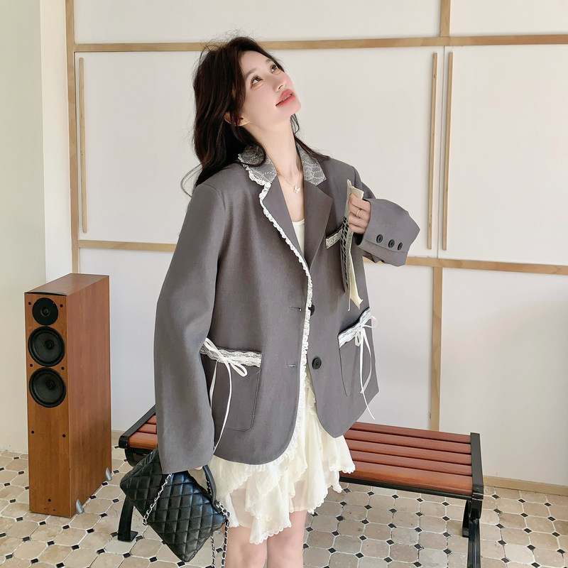 大货数据好蕾丝拼接西装外套6098P165控268,女装短外套,2C182
