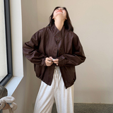 现货新品下摆松紧皮衣短外套8688P145控218，女装皮衣，2C182