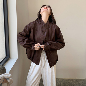 现货新品 下摆松紧皮衣短外套8688P145控218图片